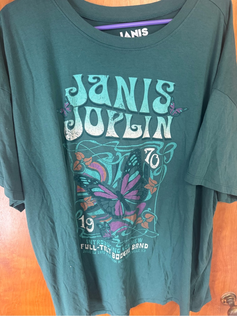 Janis Joplin Green Graphic Tee - Vintage Butterfly Print